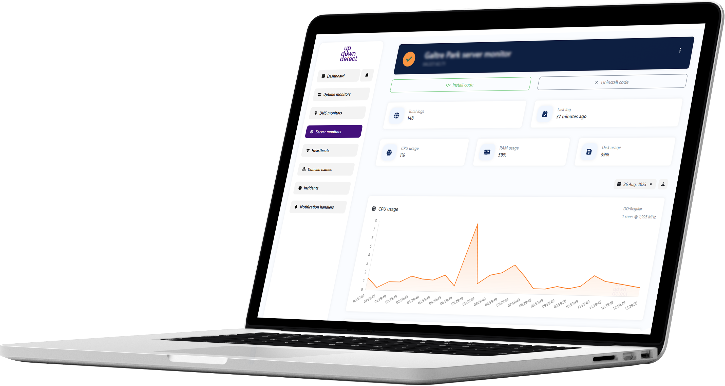 Screenshot of the app server monitor page